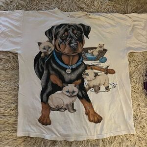 90s Vintage Rottweiler and Kitty Tee